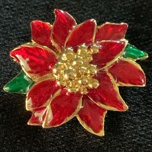 Poinsettia Christmas Holiday Pin